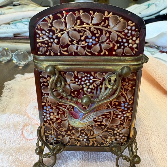 Rare Moser Vintage Antique 19 th century Bohemian Ornate enameled trinket box - Picture 4 of 14